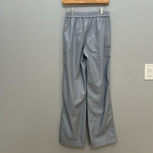 Aritzia Babaton Periwinkle Blue Faux Leather Wide Leg Knightly Pants Size 0 - Picture 6 of 10